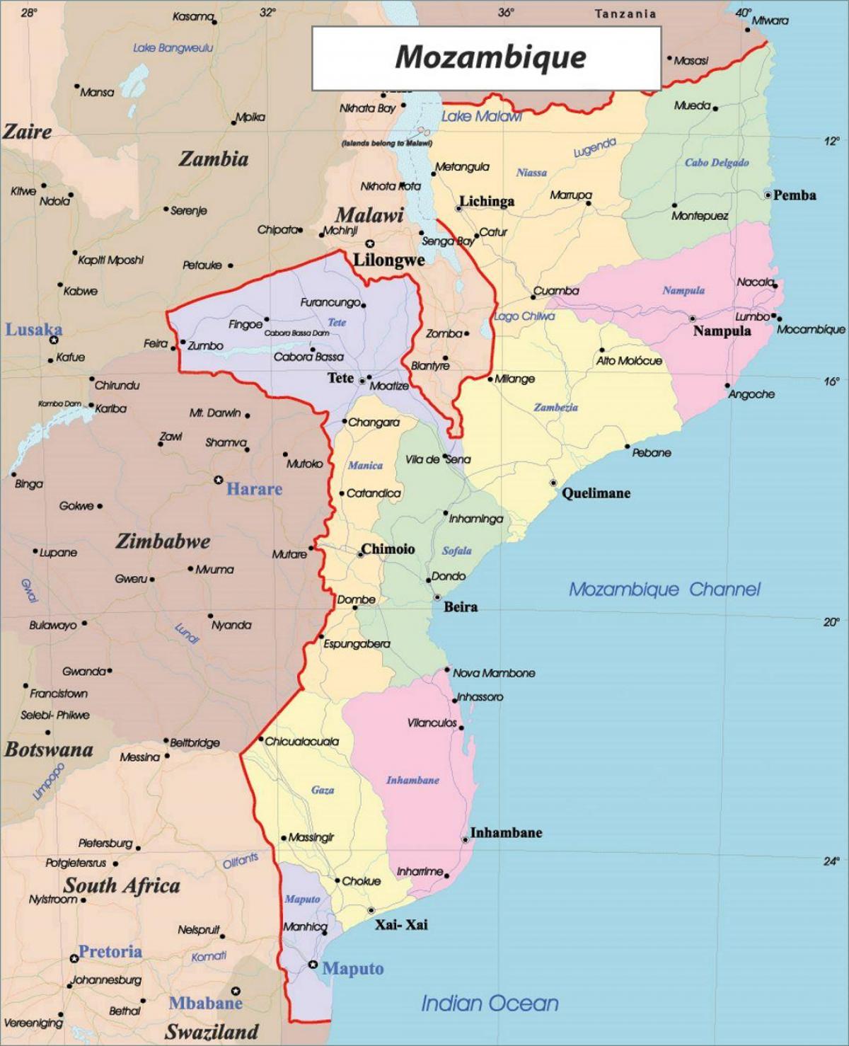 Mozambikas politinį žemėlapį