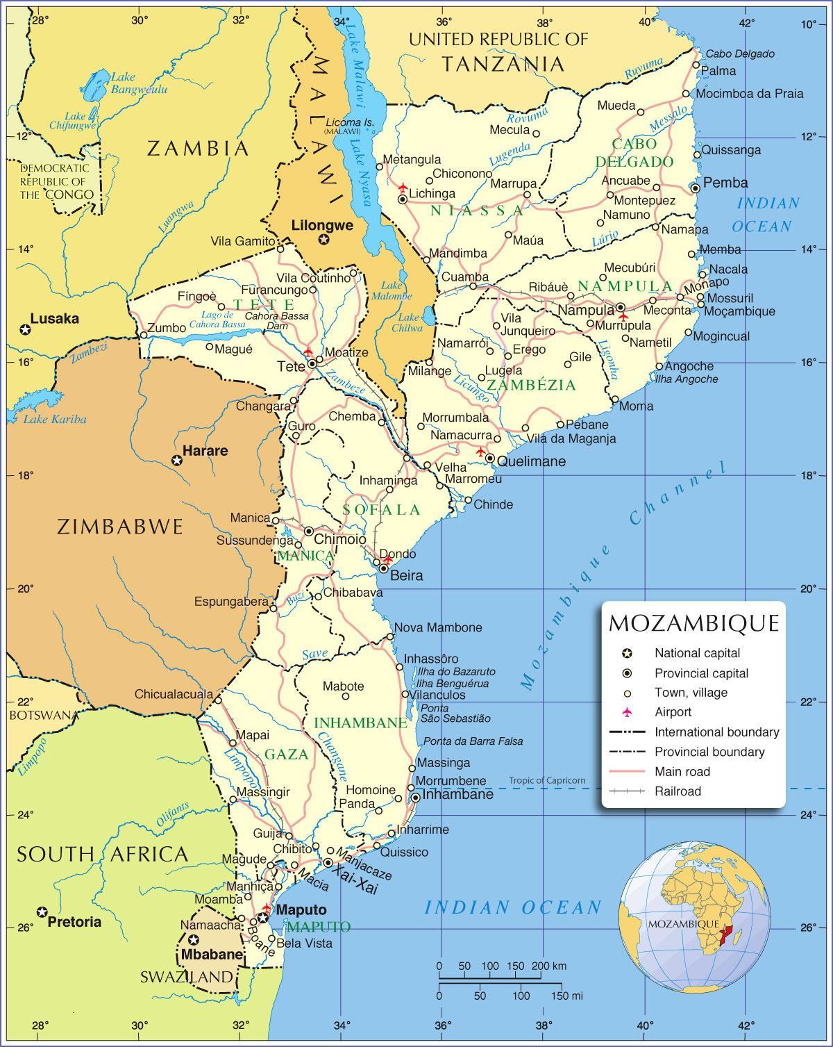 maputu Mozambikas žemėlapyje