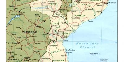 Žemėlapis Mozambikas keliai